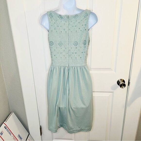 Ann Taylor LOFT Sleeveless Casual Eyelet Day Dress Mimi Seafoam Green 2 - Picture 6 of 8